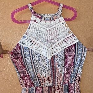 Tribal pattern maxi dress with crochet top